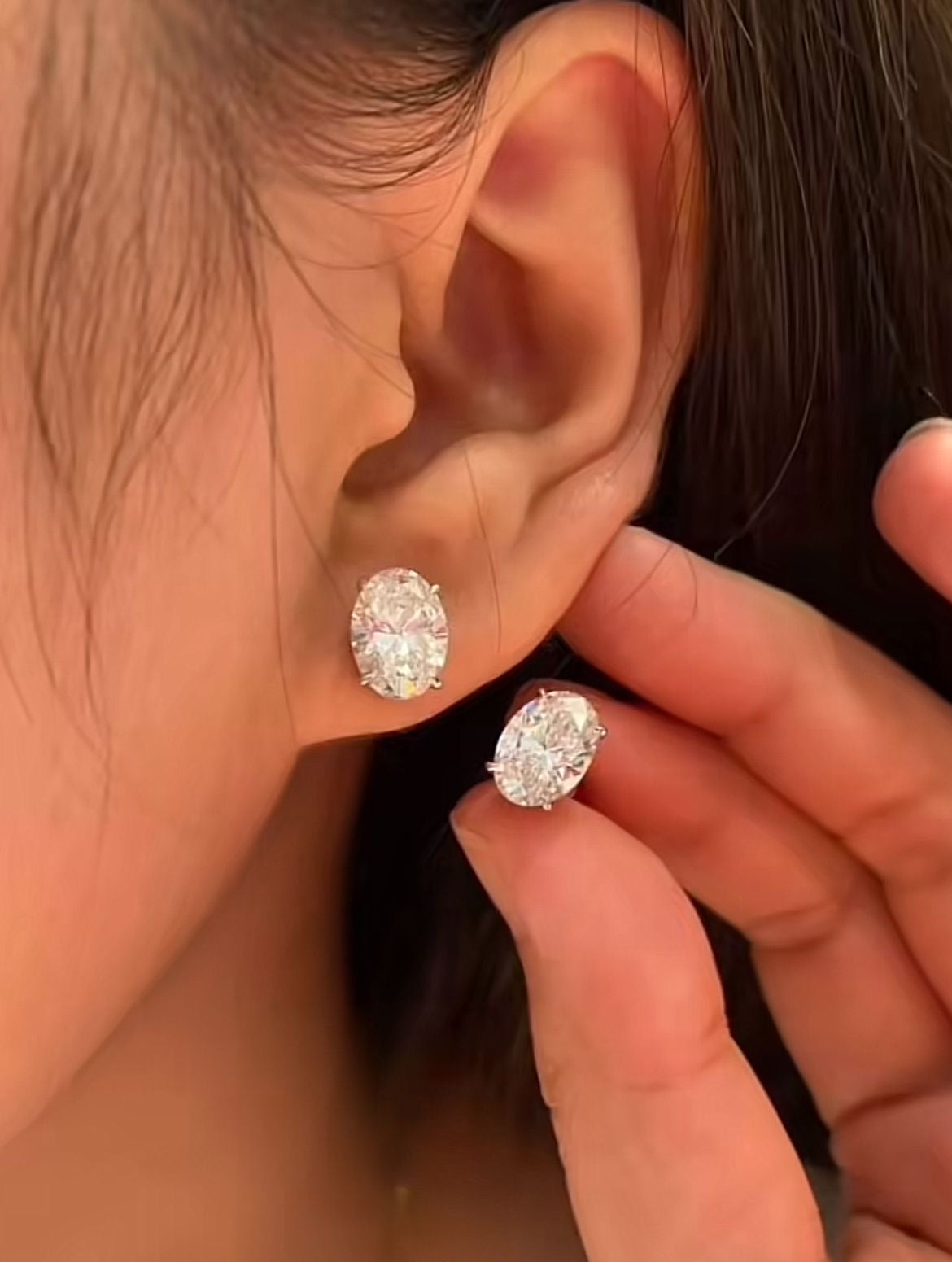 3CT OVAL SOLITAIRE EARRINGS