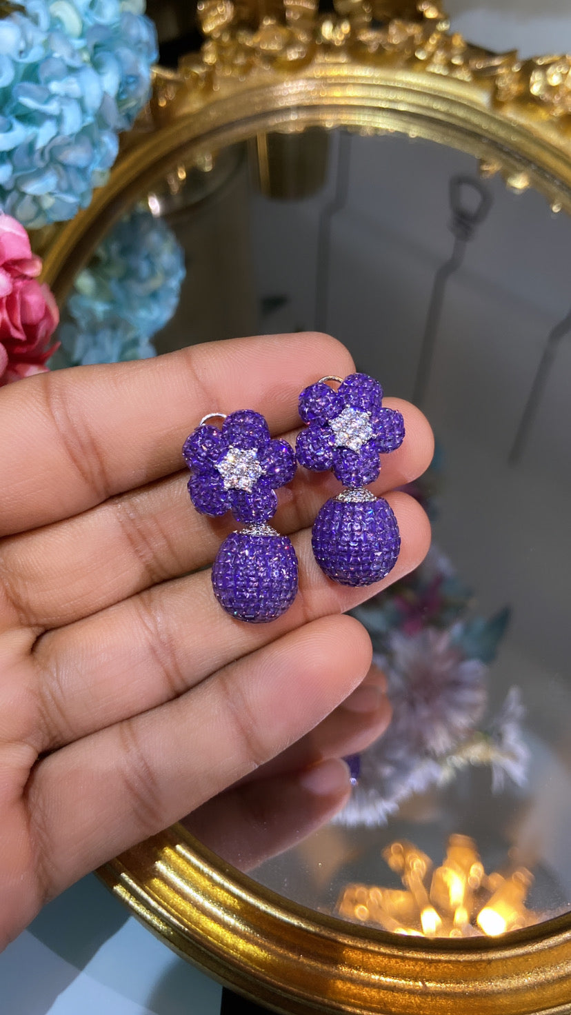 Invisible setting drop earrings