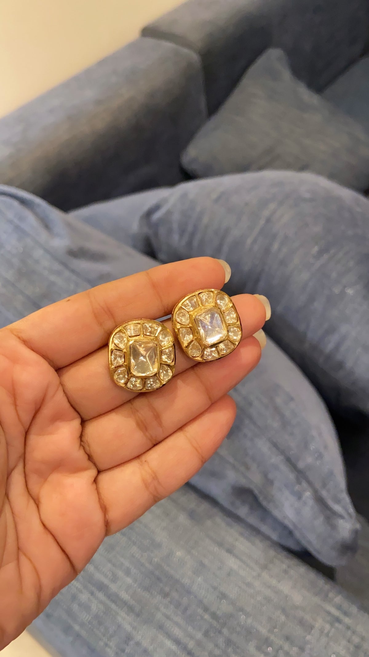 Classic Square Polki Studs