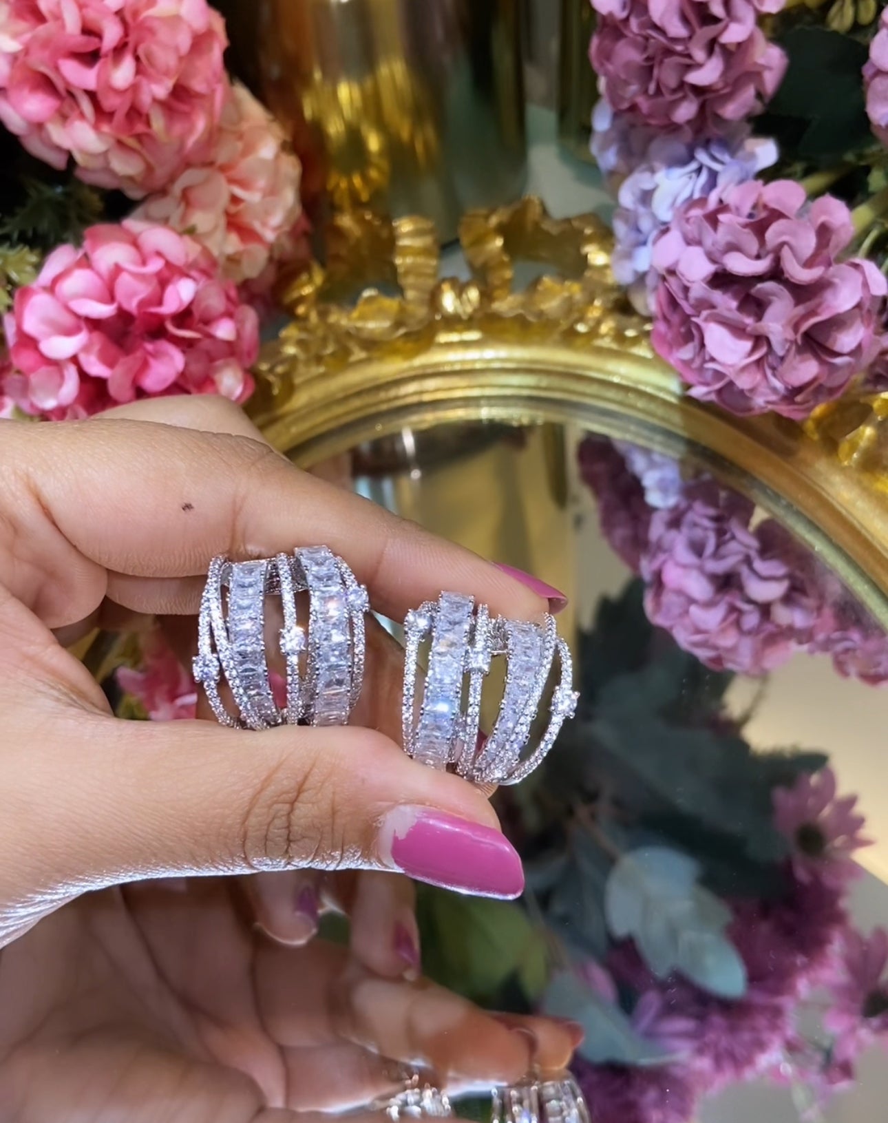 Broad Diamante Hoops