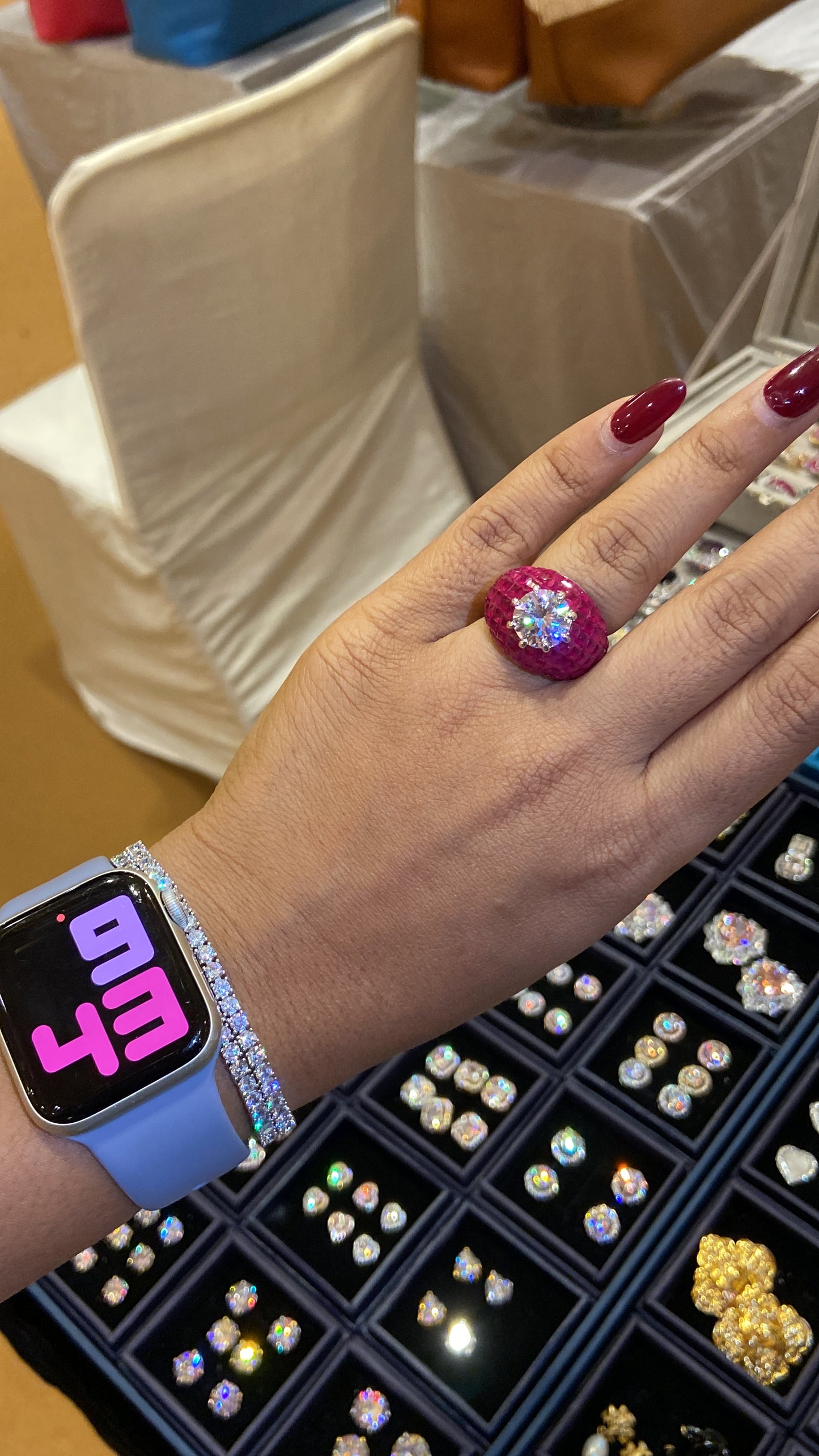 Invisible setting cocktail colour rings (Adjustable) 🩶