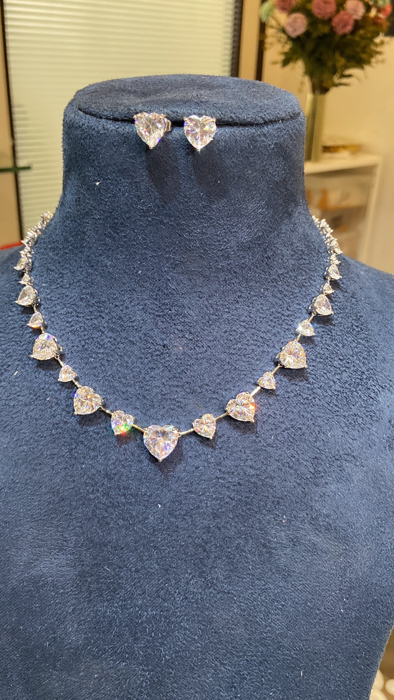 Heart statement solitaire necklace set- PRICE DROP
