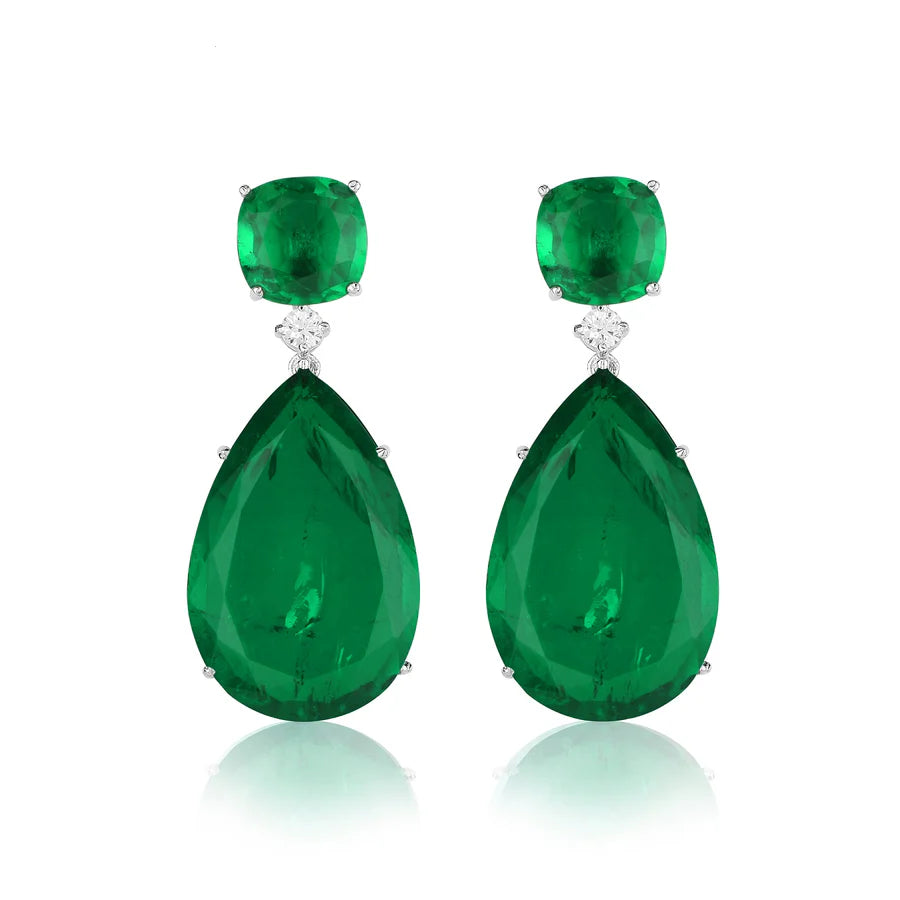 Tear drop doublet earring + pendant chain💚