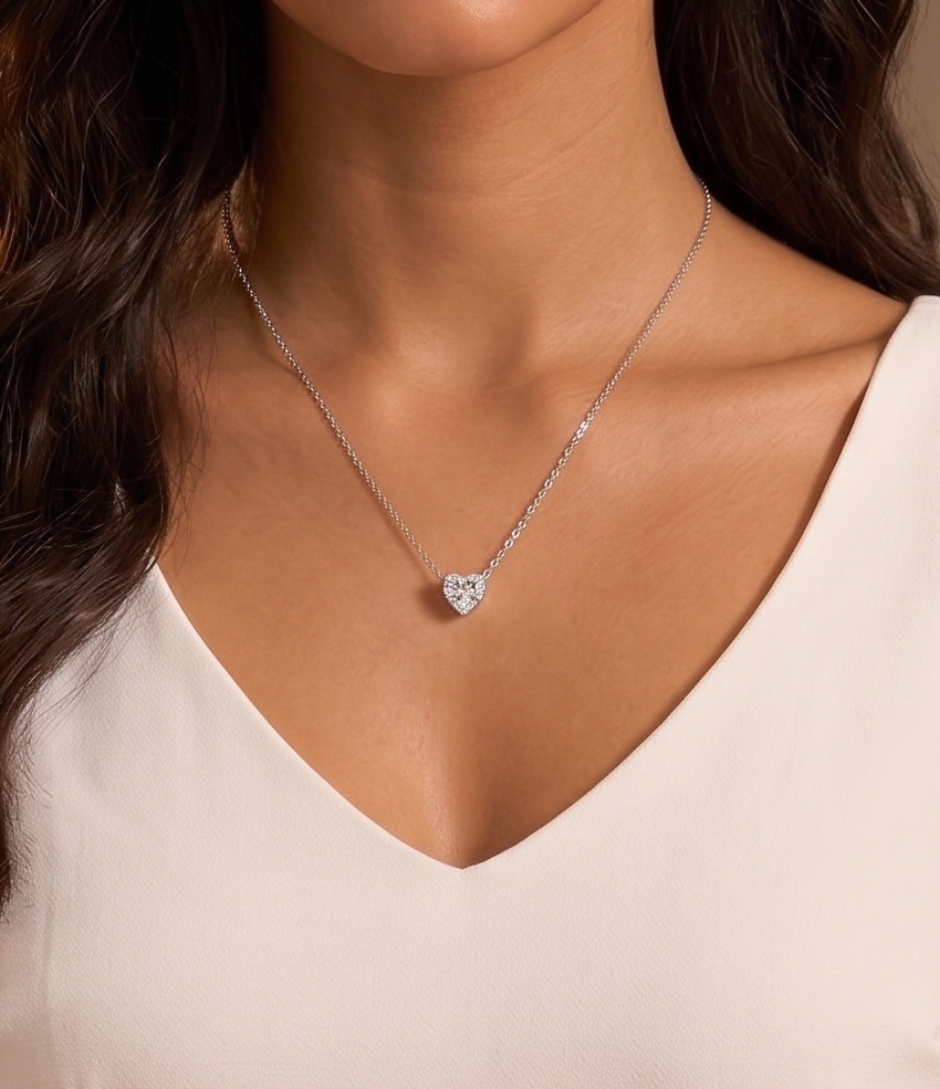 3 ct heart solitaire pendant with chain