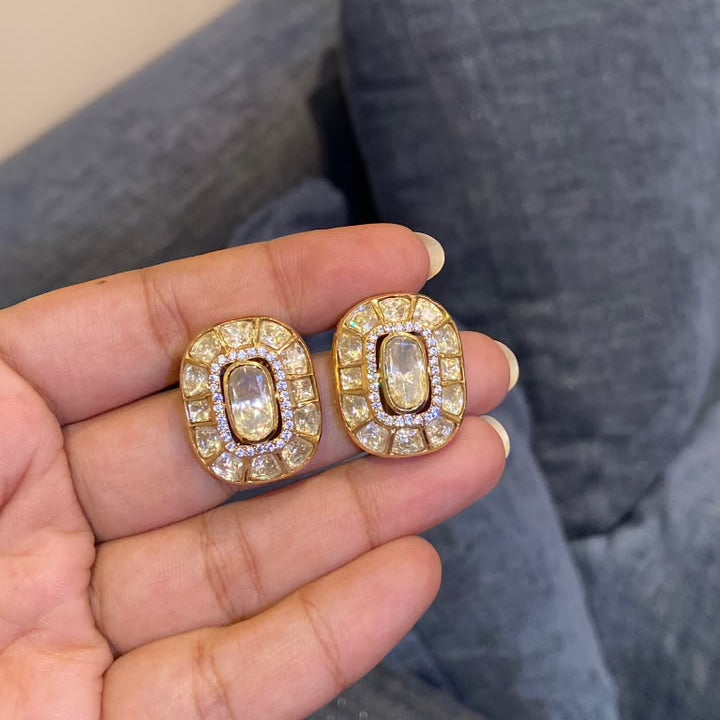 Meena Oval Polki Studs