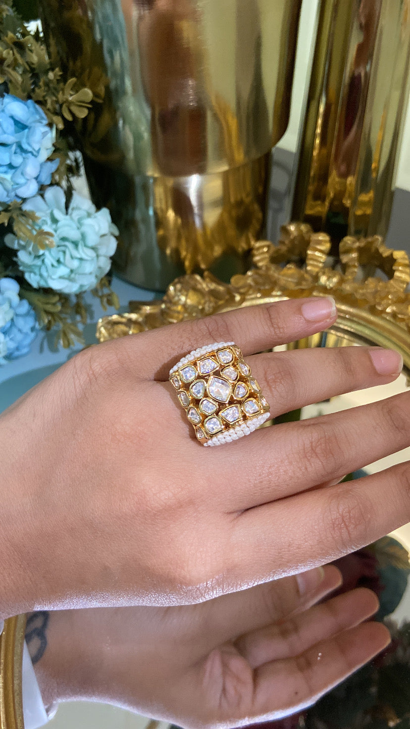 Pearl Polki Adjustable ring