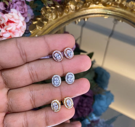 OVAL HALO EARRINGS
