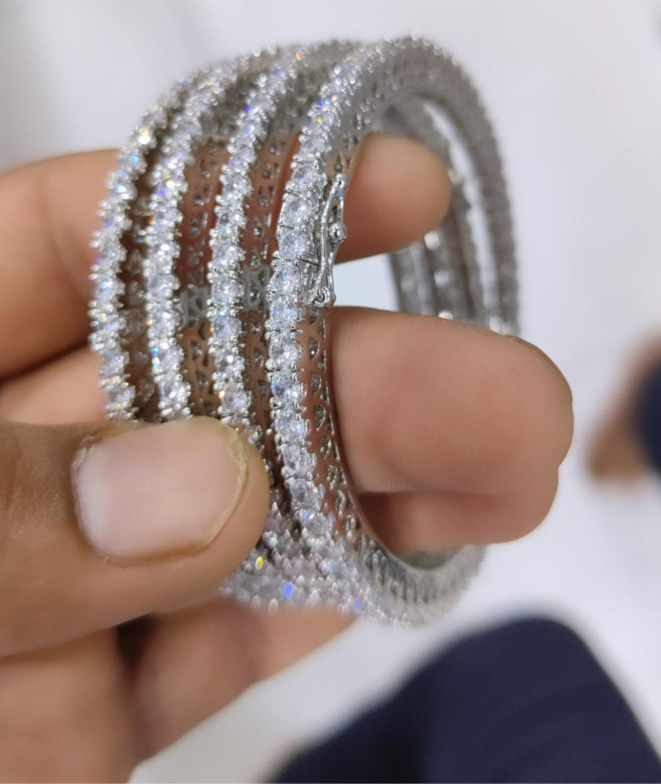 Daily wear Solitaire Bangles openable SET OF 4- (15 pointer each diamond) 🪄