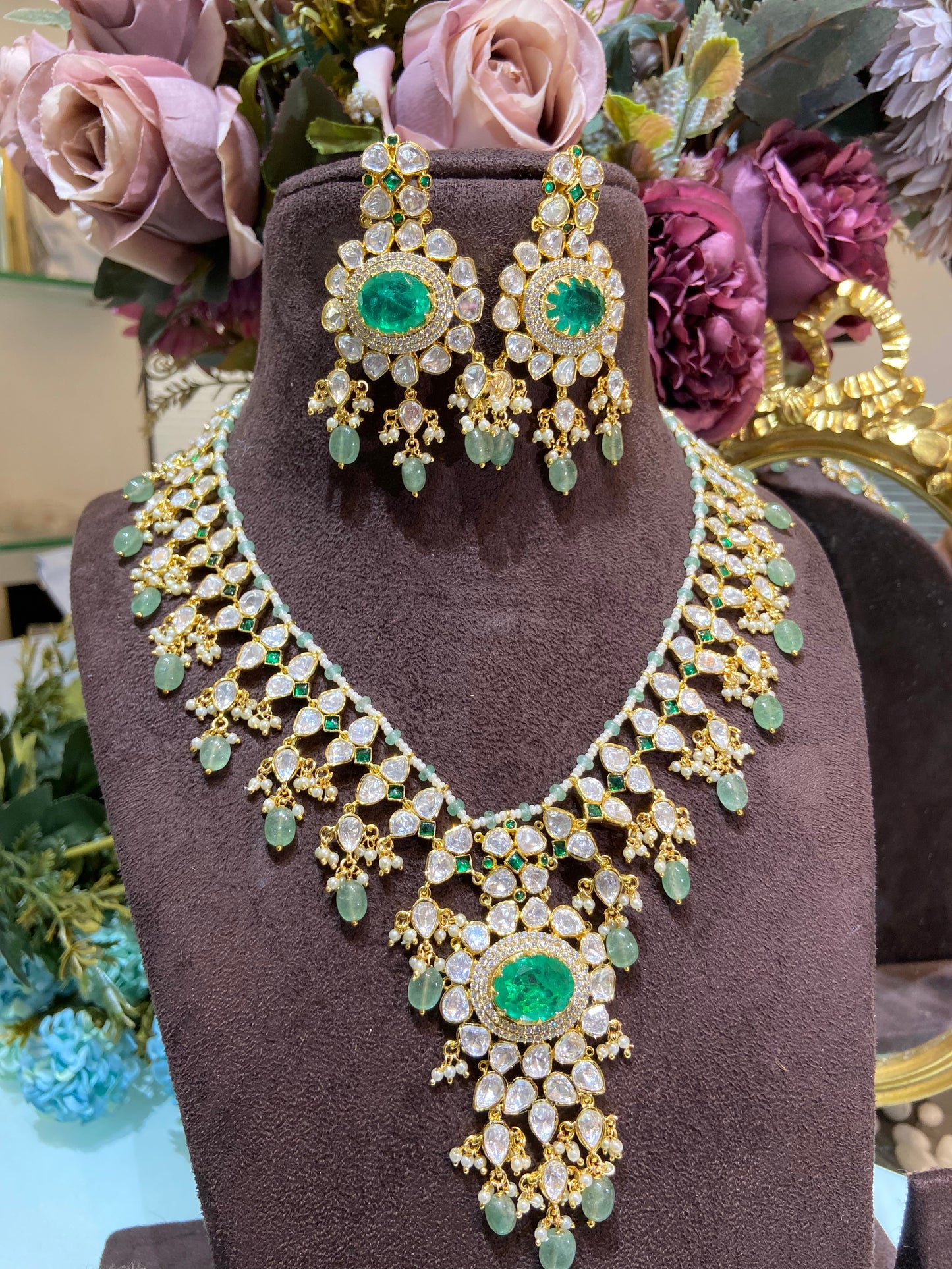 Royal Heritage Moissanite Polki necklace set