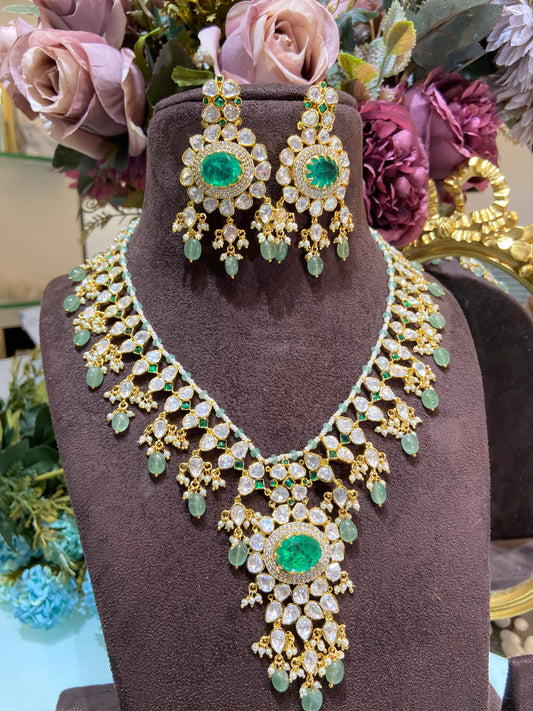 Royal Heritage Moissanite Polki necklace set