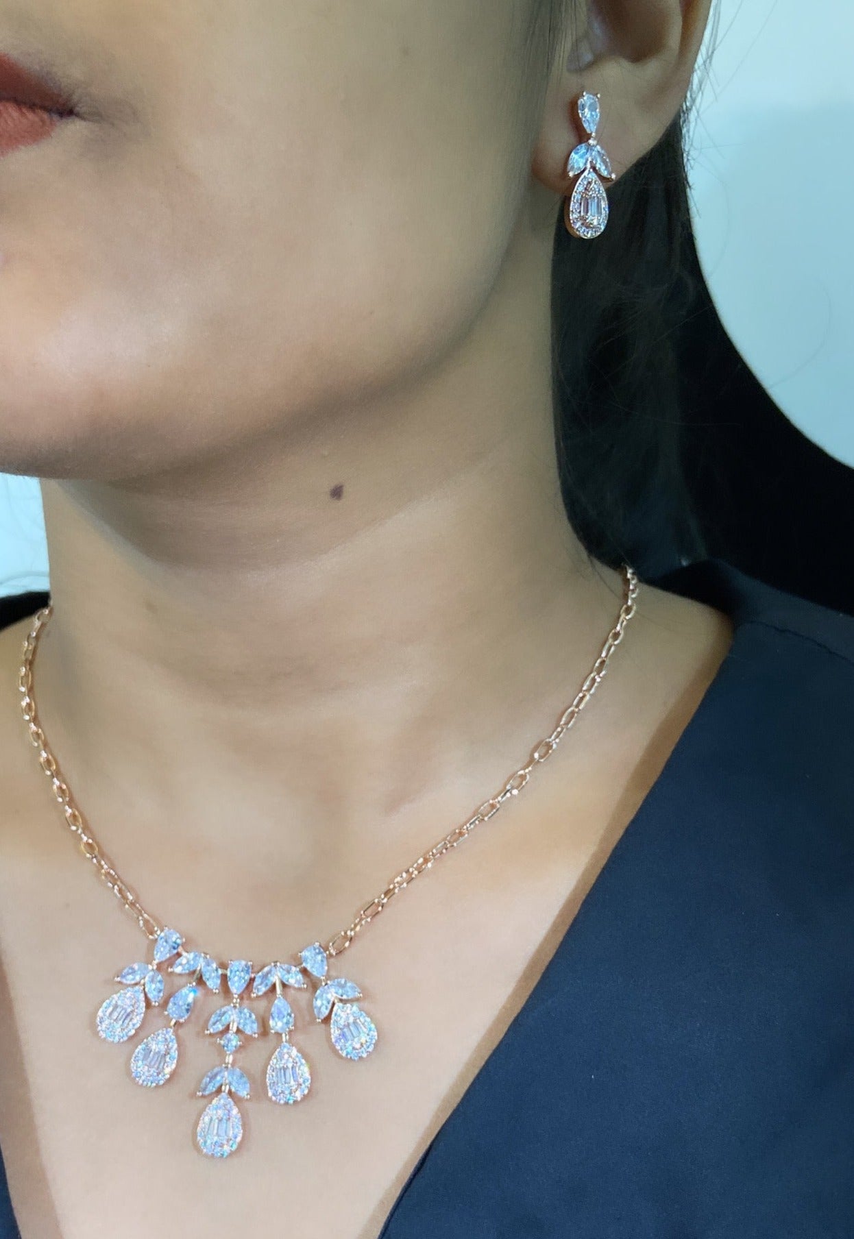 Cluster Drop Necklace + earring