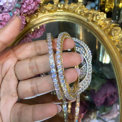 25 pointer OPENABLE DIAMOND Solitaire Bangles - 1 PAIR - (WITH LOCK) 🪄