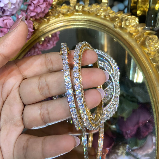 25 pointer OPENABLE DIAMOND Solitaire Bangles - 1 PAIR - (WITH LOCK) 🪄