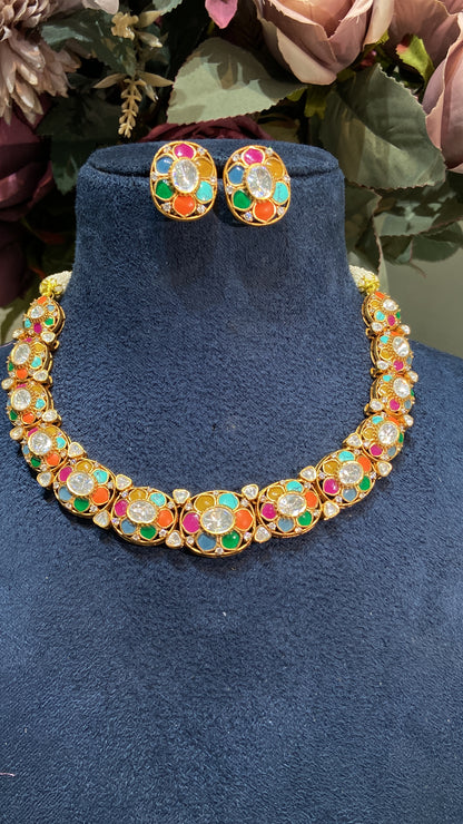 NAVRTANA MOISSANITE POLKI SET