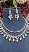 Cluster pearl drop necklace set