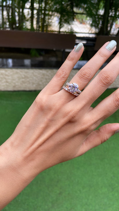 3ct round ring with support band (stackable)