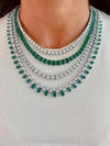 Emerald liner necklace set with earrings