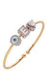 Initial Bracelet  with Heart & Evil Eye