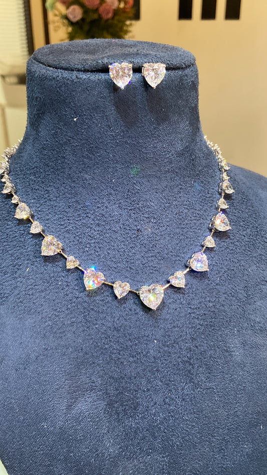 Heart statement solitaire necklace set-  PRICE DROP