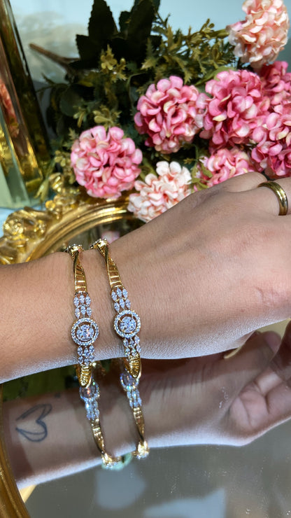 Cluster marquise drop DIAMOND  design bangles  - PAIR 🖤