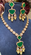 Festive Green dual doublet Moissanite polki set