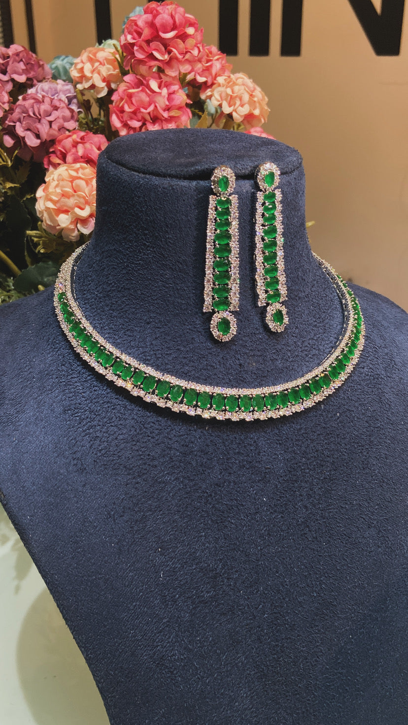 EMERALD BAUGETTE DOUBLET DIAMOND SET
