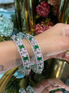 Festive Designer Diamond colour stone Bangles - PAIR (NOT OPENABLE)