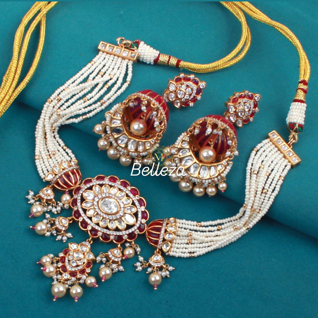 PARIDHI POLKI PEARL GREEN CHOKER