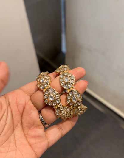 Evergreen Moissanite Polki Kadas (PAIR)