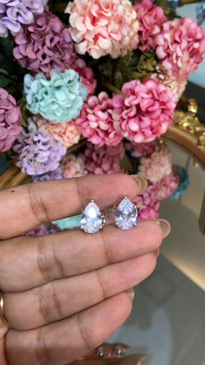 Tear drop pear solitaire earrings