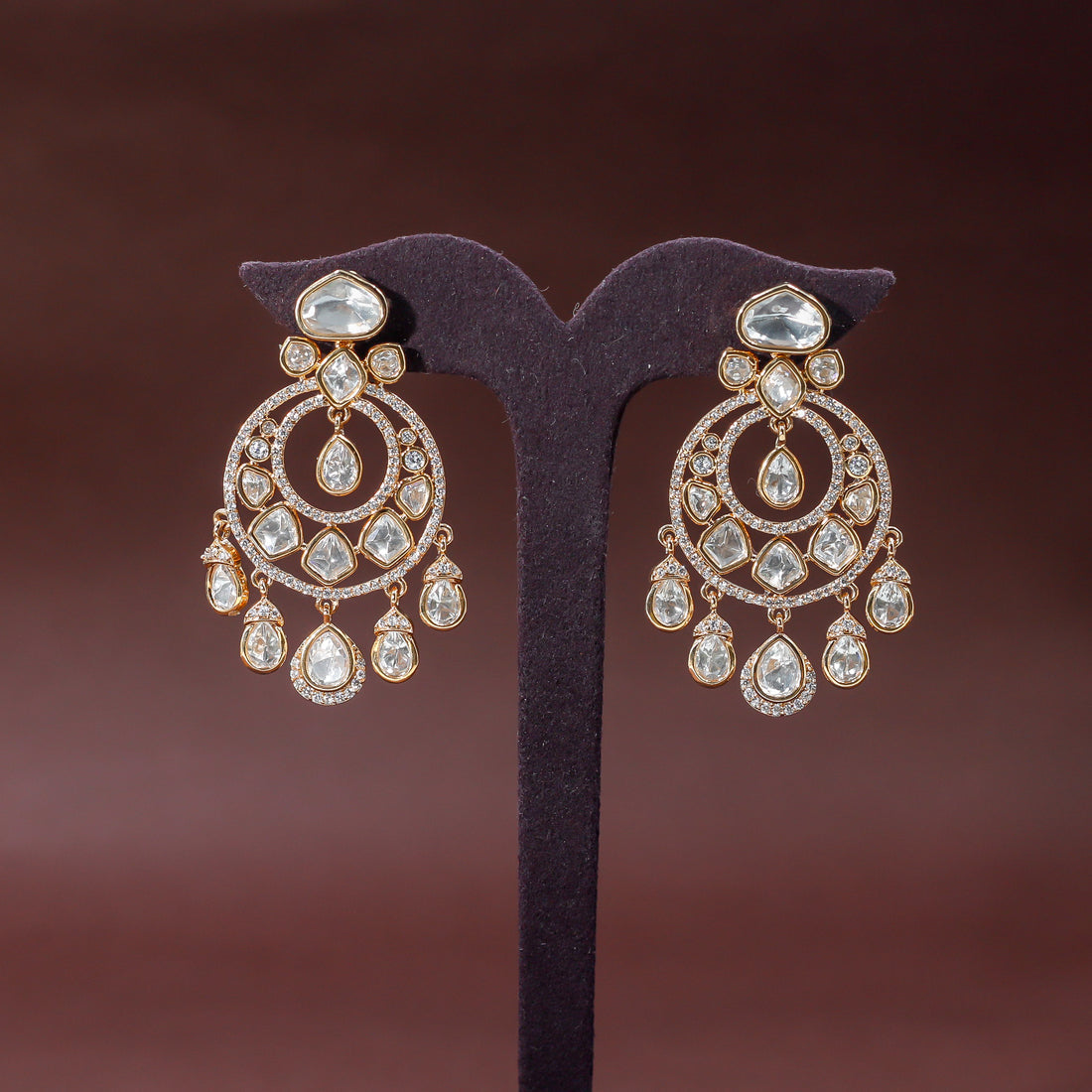 Festive Mini Moissanite Polki Chandbali (Screwback) 🫰🏻