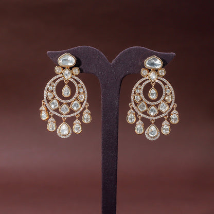Festive Mini Moissanite Polki Chandbali (Screwback) 🫰🏻