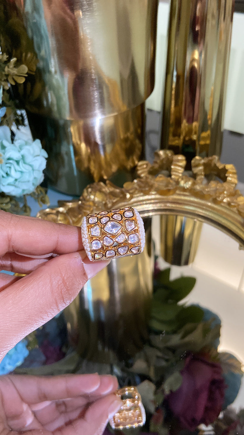 Pearl Polki Adjustable ring