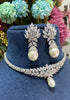 Pearl Diamante Choker set with earrings