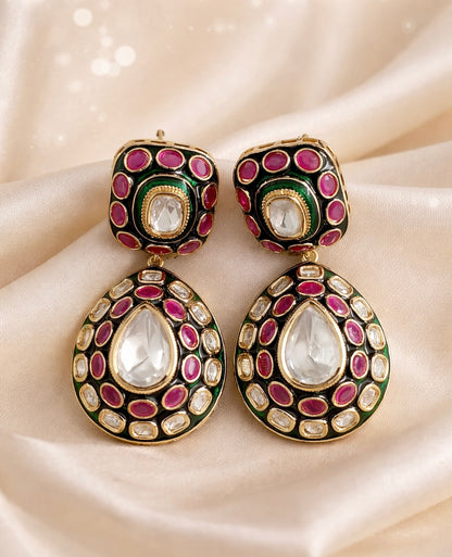 Gulabi drops Polki earrings
