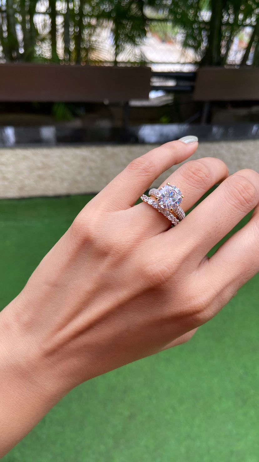 3ct round ring with support band (stackable)