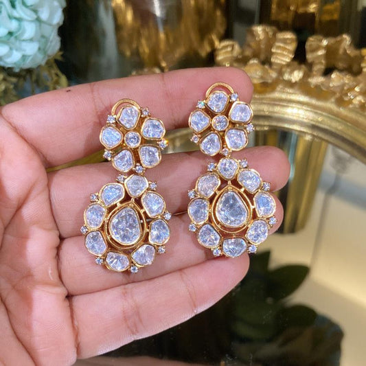 Samudra Moissanite Polki Earrings 🫰🏻