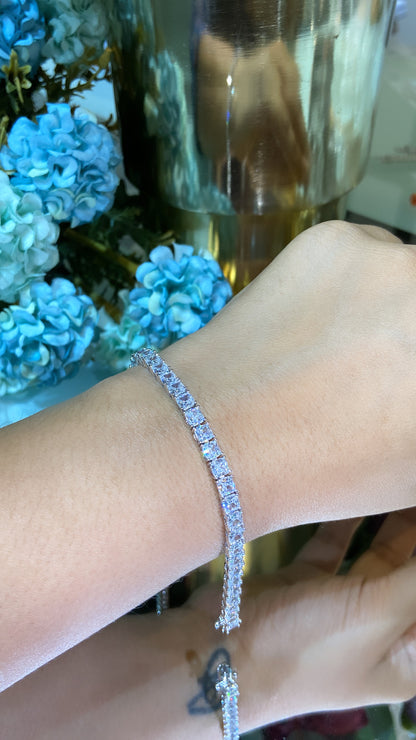Dainty Asscher Cut tennis bracelet