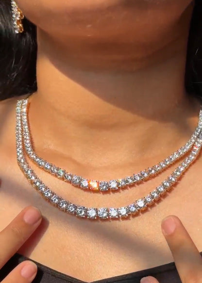 2 liner solitaire diamanté necklace set with earrings