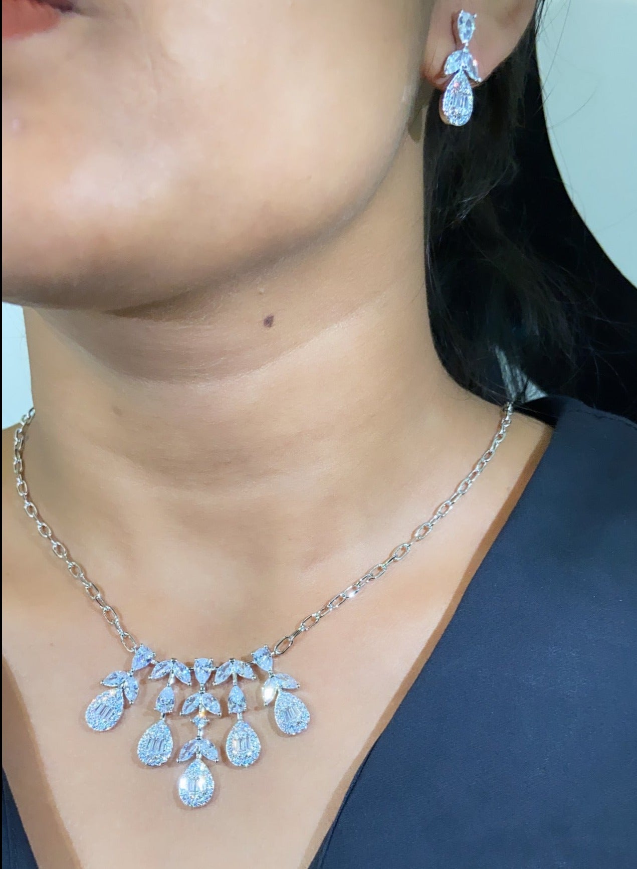 Cluster Drop Necklace + earring
