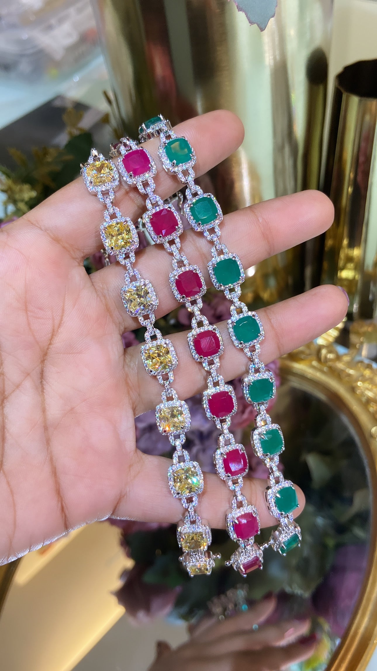 Square Linked Tennis Bracelet