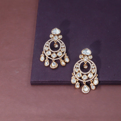 Festive Mini Moissanite Polki Chandbali (Screwback) 🫰🏻