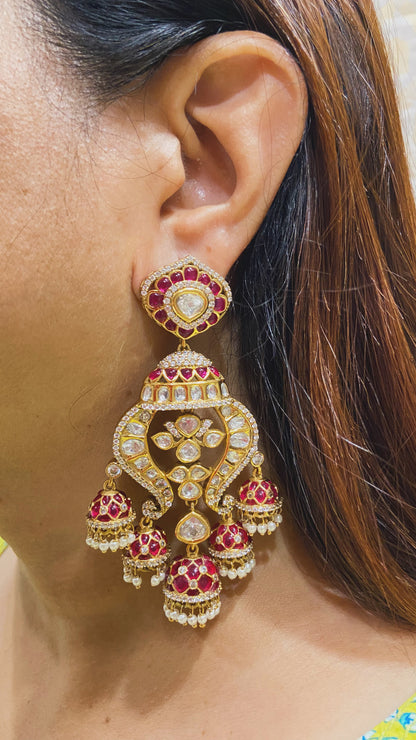DHRITI LAYERED MOISSANITE POLKI JHUMKIS CHANDBALI