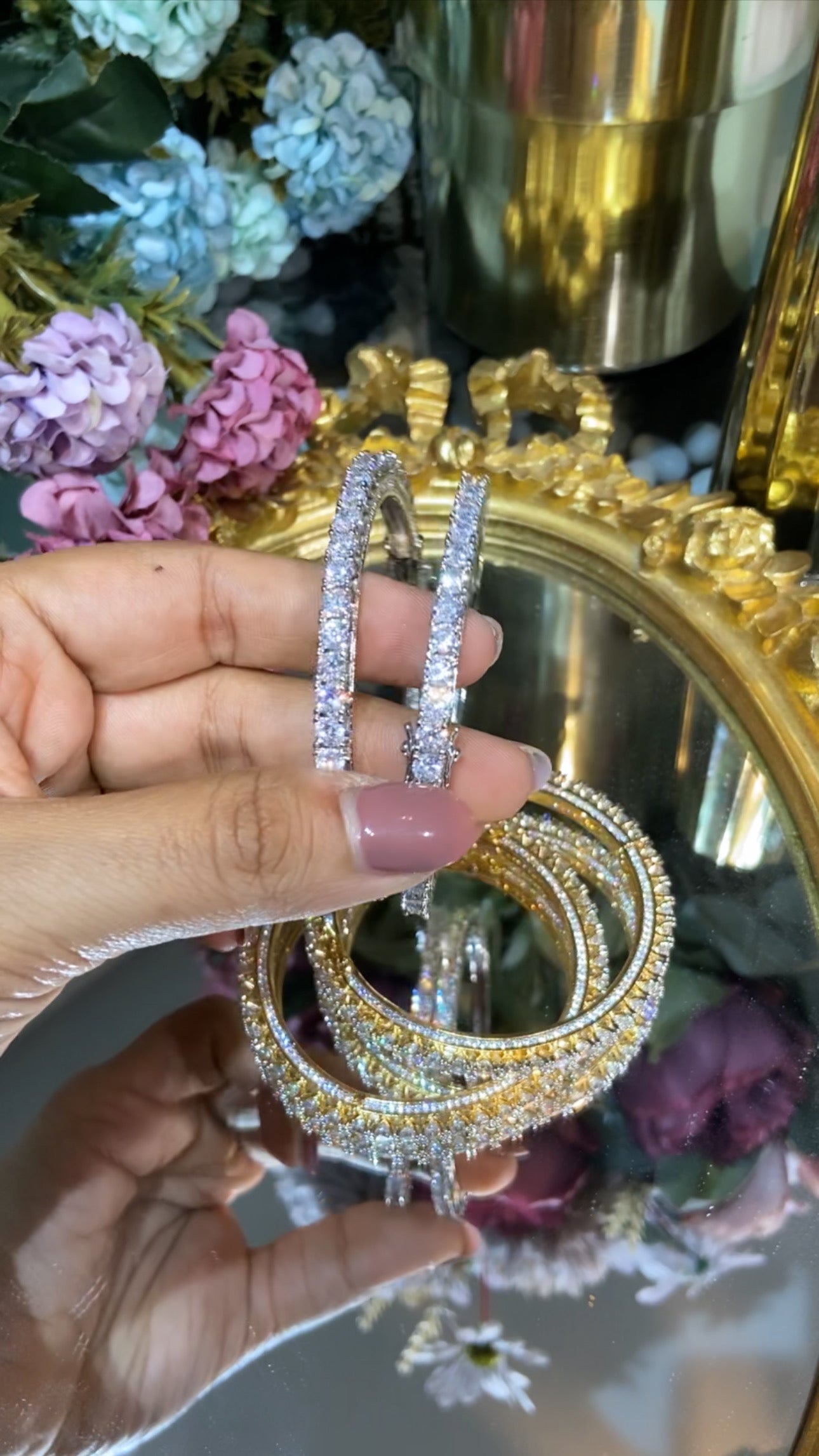 25 pointer OPENABLE DIAMOND Solitaire Bangles - 1 PAIR - (WITH LOCK) 🪄