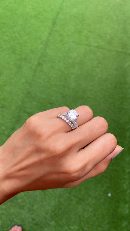 3ct round ring with support band (stackable)