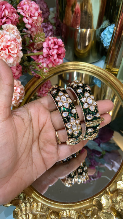 Maharani meenakari Polki Kada- Pair (OPENABLE)
