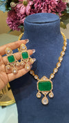 Festive Green doublet Moissanite polki set