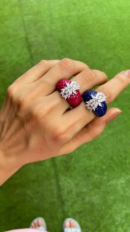 Invisible setting marquise colour rings (Adjustable) 🩶