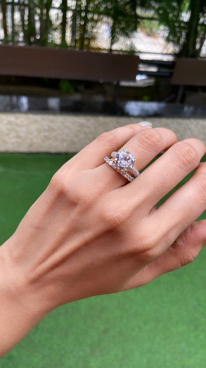 3ct round ring with support band (stackable)