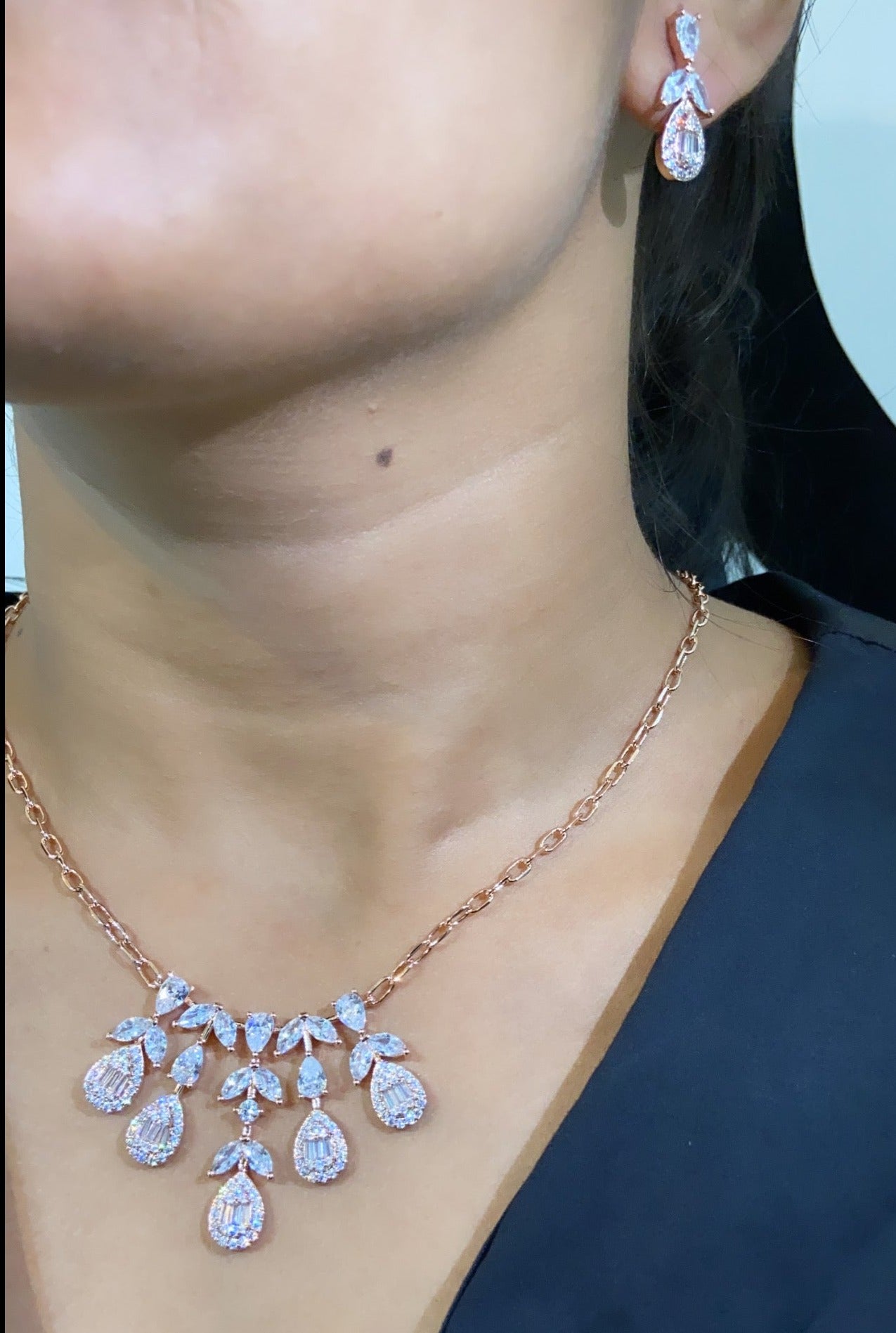 Cluster Drop Necklace + earring